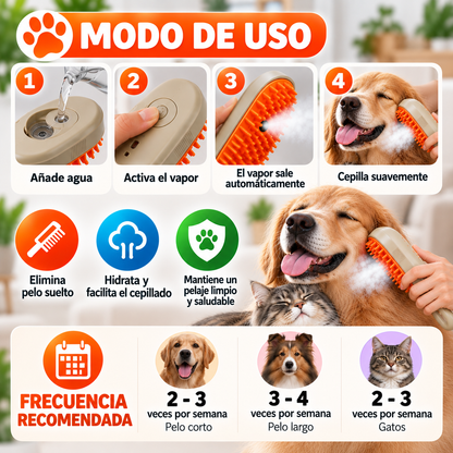 Cepillo De Vapor Para Mascotas 3 En 1