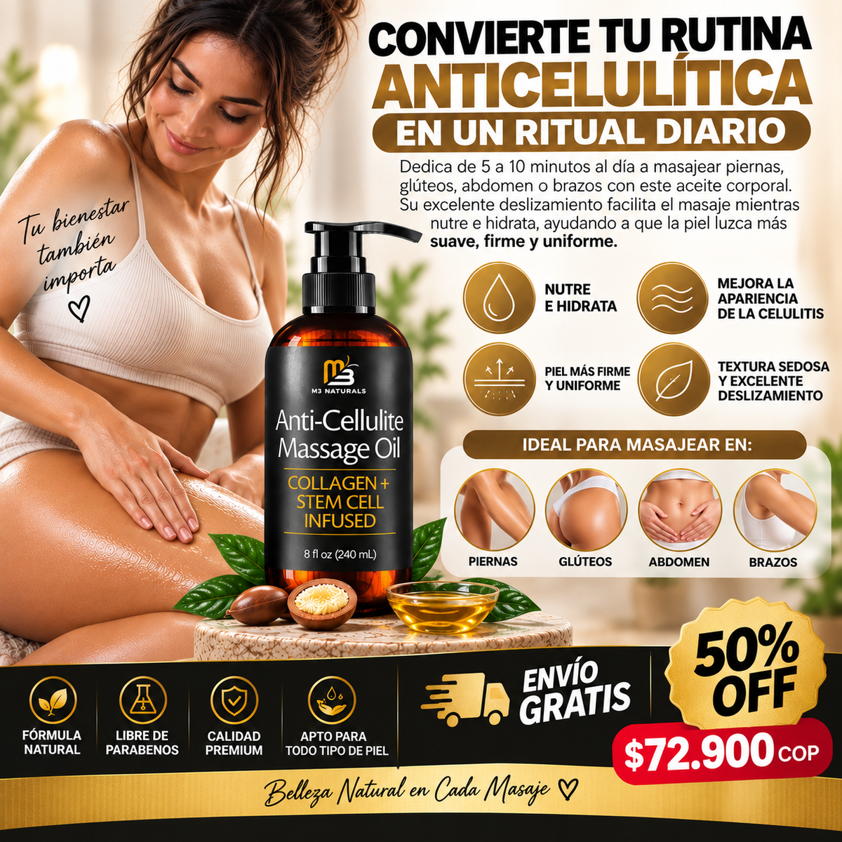 Anti-Cellulite Massage Oil – Reafirma tu Piel.